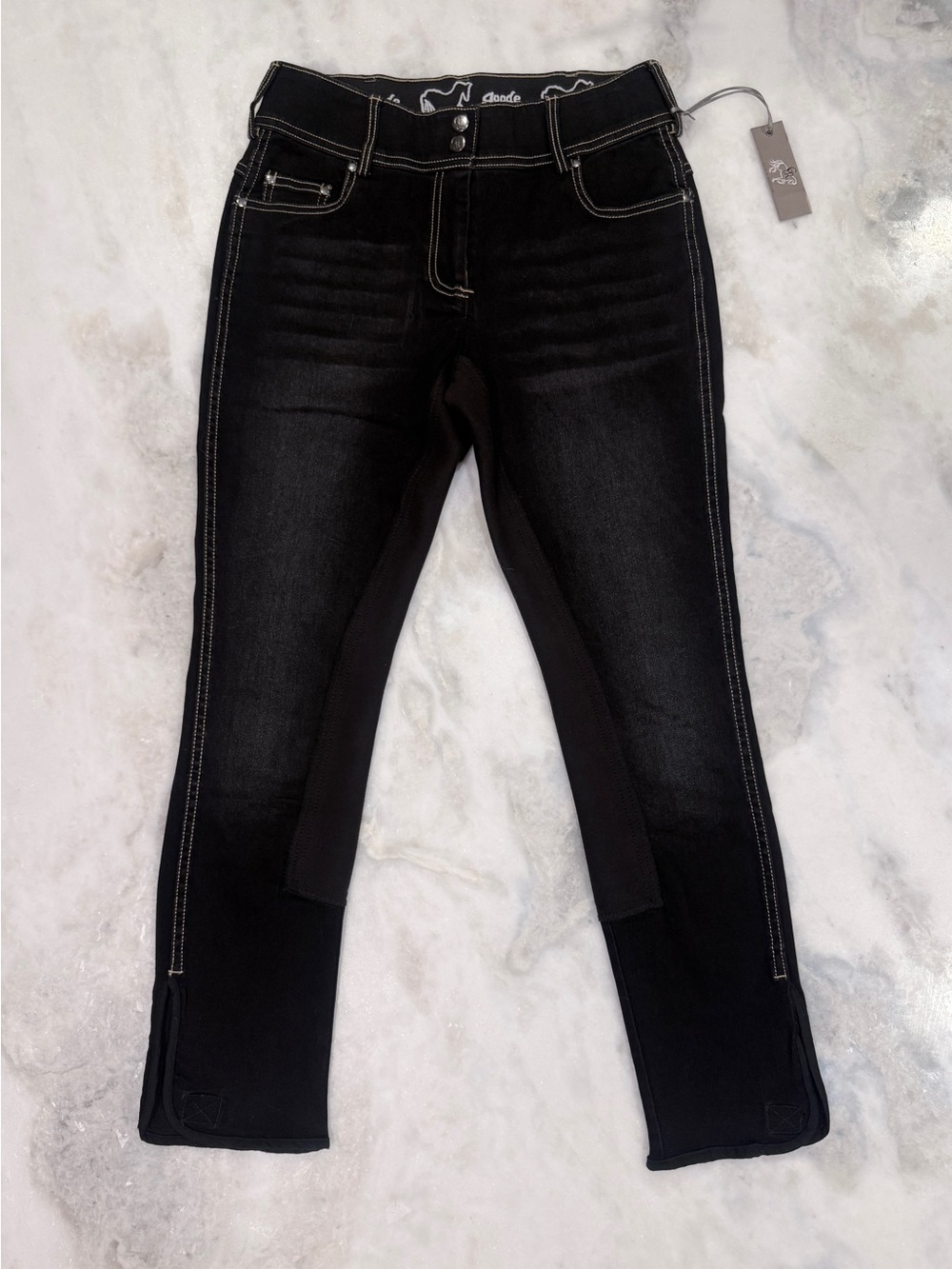 NWT Goode Rider Black Denim Jeans Full Seat Breeches Equestrian 28R Riding Pants
